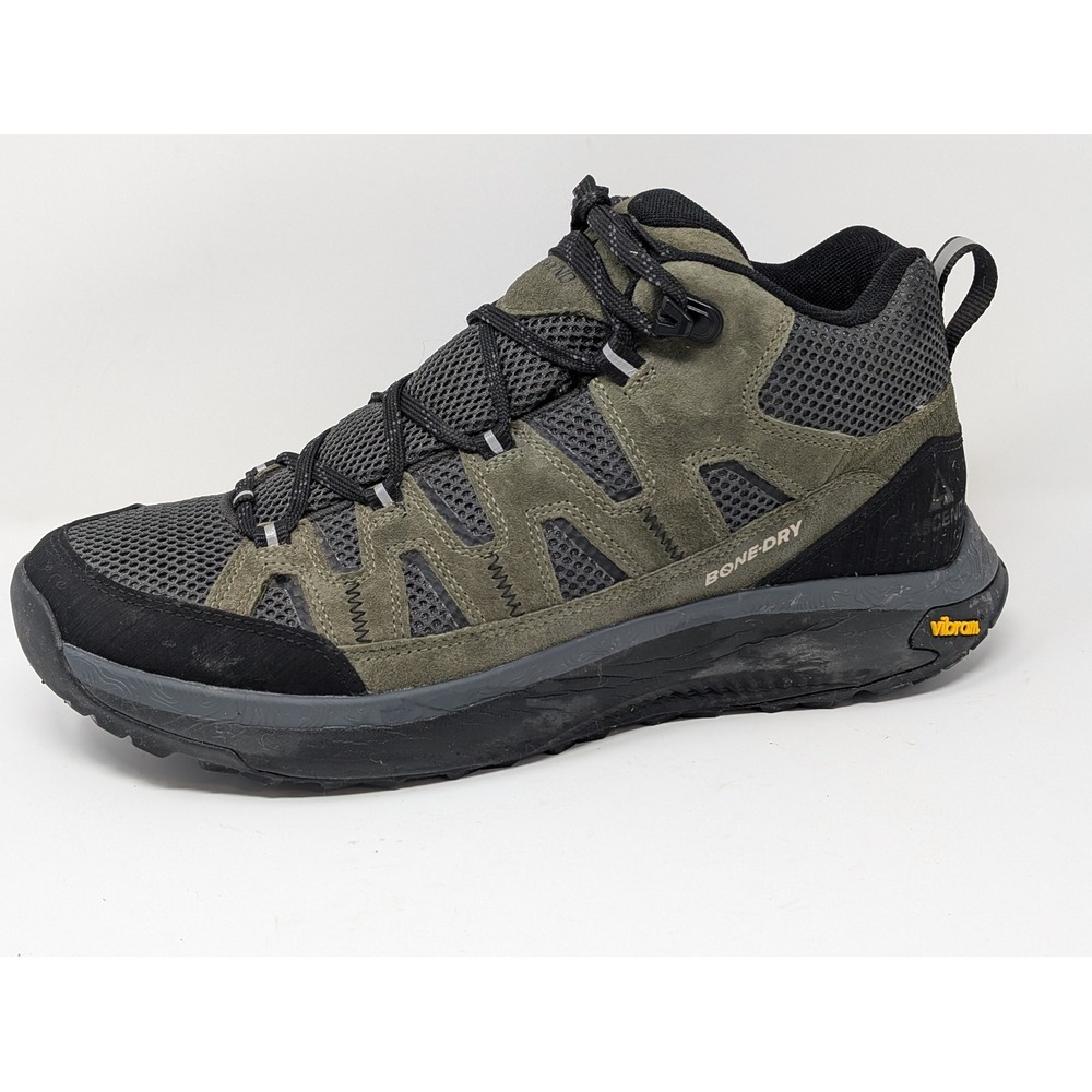 Ascend Mens 11.5 M Bone-Dry Waterproof Hiking Boots Vibram Sole Olive Black NICE